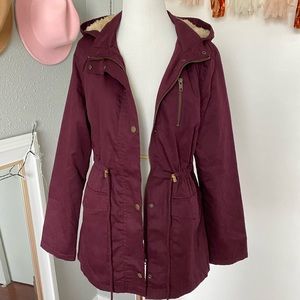 Burgundy fur lined jacket